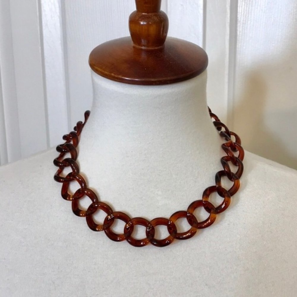 Brown Acrylic Chain Statement Necklace